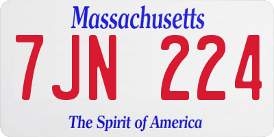 MA license plate 7JN224