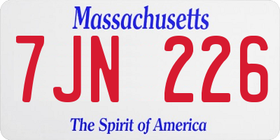 MA license plate 7JN226