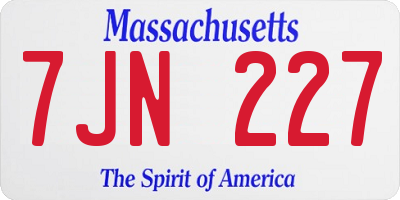 MA license plate 7JN227