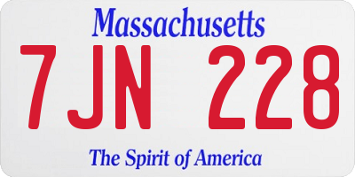 MA license plate 7JN228