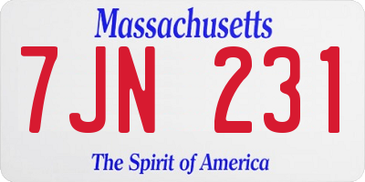 MA license plate 7JN231