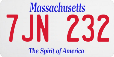 MA license plate 7JN232