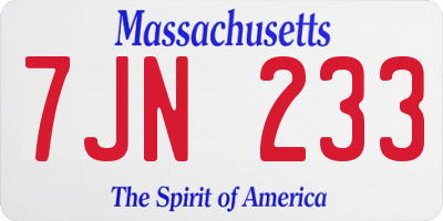 MA license plate 7JN233
