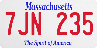 MA license plate 7JN235
