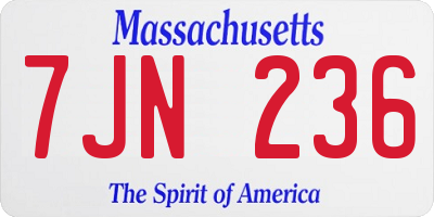 MA license plate 7JN236