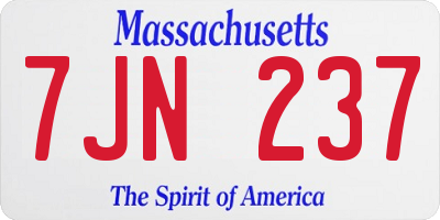 MA license plate 7JN237