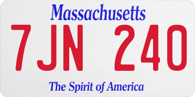 MA license plate 7JN240