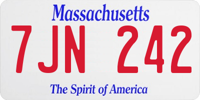 MA license plate 7JN242