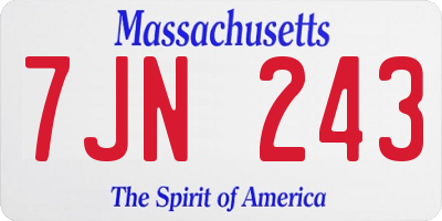 MA license plate 7JN243