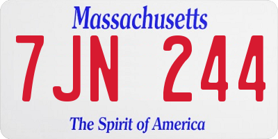 MA license plate 7JN244