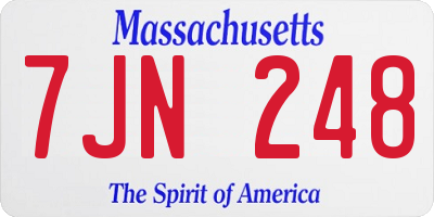 MA license plate 7JN248
