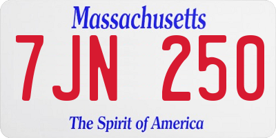 MA license plate 7JN250