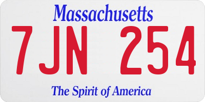 MA license plate 7JN254