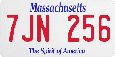 MA license plate 7JN256