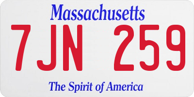 MA license plate 7JN259