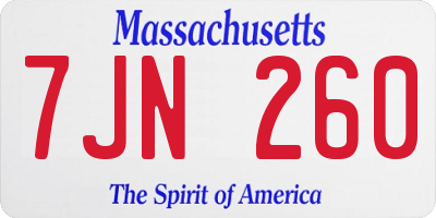 MA license plate 7JN260