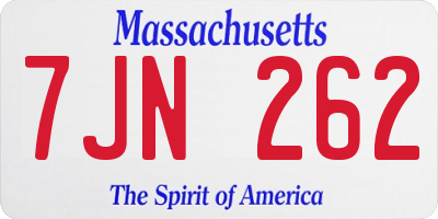 MA license plate 7JN262