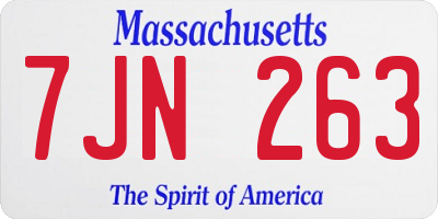 MA license plate 7JN263