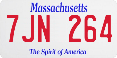 MA license plate 7JN264