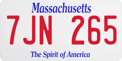 MA license plate 7JN265