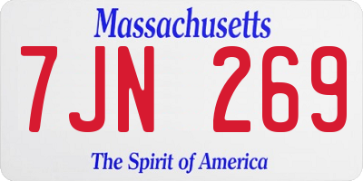 MA license plate 7JN269