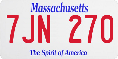 MA license plate 7JN270