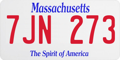 MA license plate 7JN273