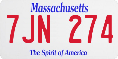 MA license plate 7JN274