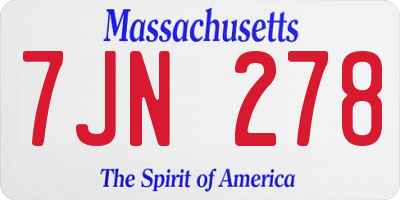 MA license plate 7JN278