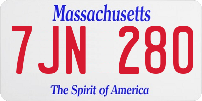 MA license plate 7JN280