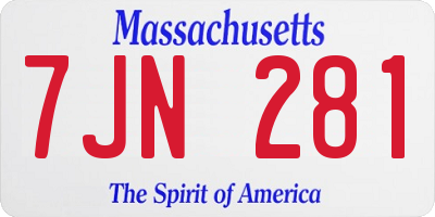 MA license plate 7JN281