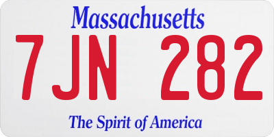 MA license plate 7JN282