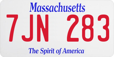 MA license plate 7JN283