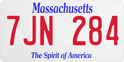 MA license plate 7JN284