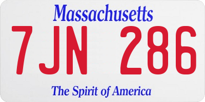 MA license plate 7JN286