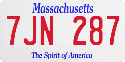 MA license plate 7JN287