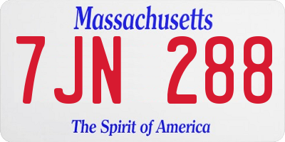 MA license plate 7JN288