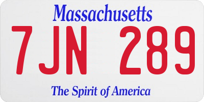 MA license plate 7JN289