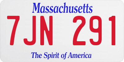 MA license plate 7JN291