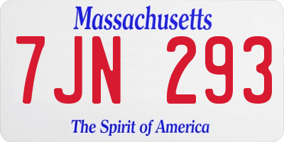 MA license plate 7JN293