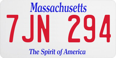 MA license plate 7JN294
