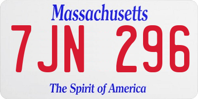 MA license plate 7JN296