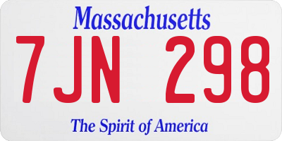 MA license plate 7JN298