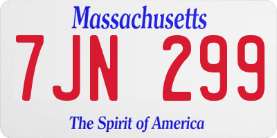 MA license plate 7JN299