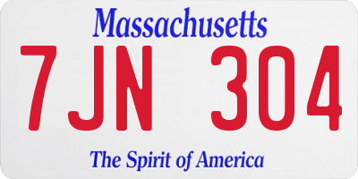 MA license plate 7JN304