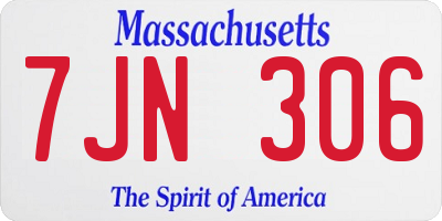 MA license plate 7JN306