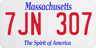 MA license plate 7JN307