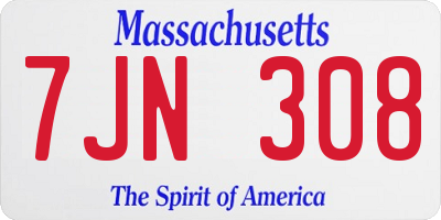 MA license plate 7JN308