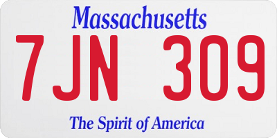 MA license plate 7JN309