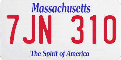 MA license plate 7JN310